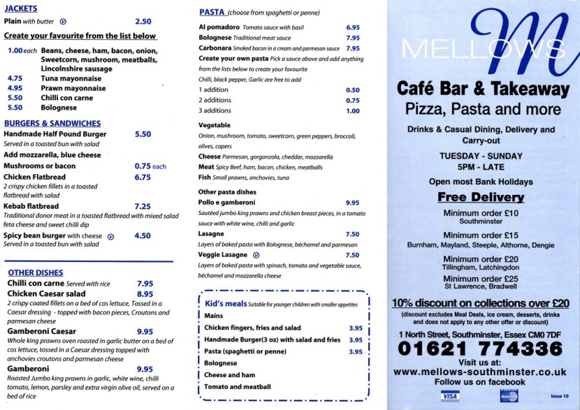 Mellows Menu