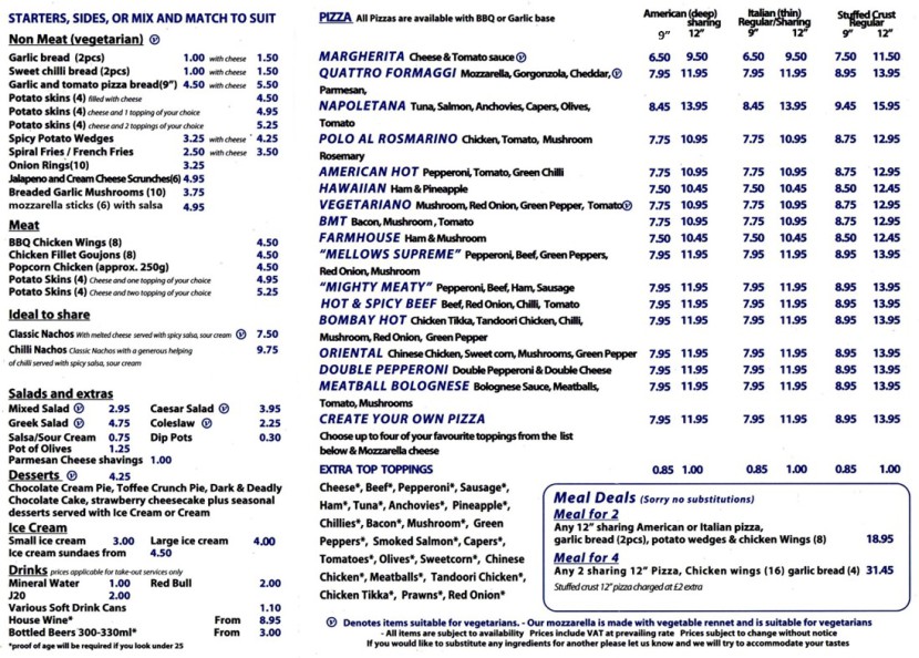 Mellows Menu